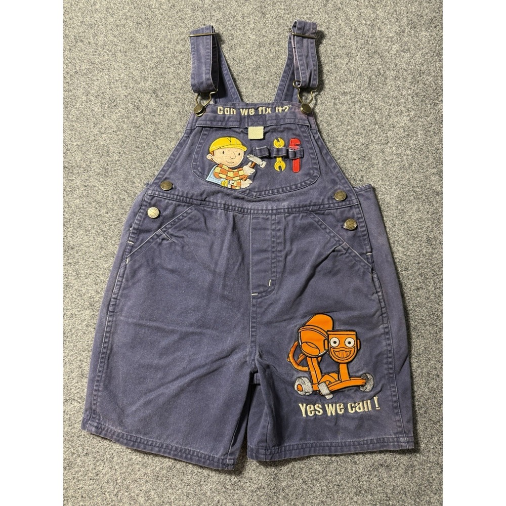 Vintage‎ Bob The Builder Denim Toddler Bib Overalls Shortalls Boys Y2K 5T